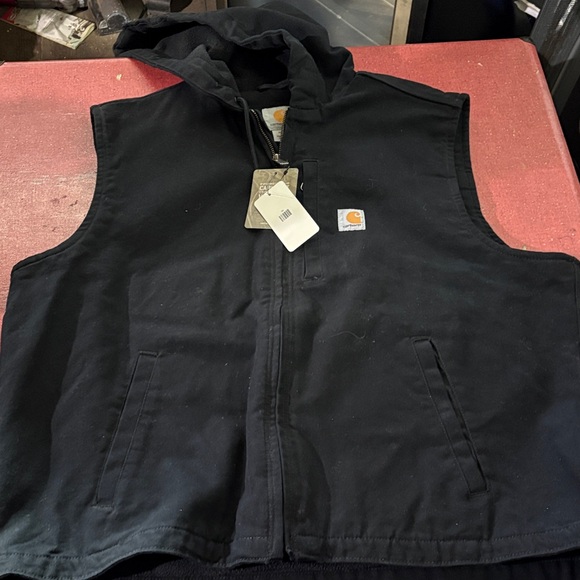 Carhartt black Zip-Up Hooded fleece lined vest. Vintage! - Picture 4 of 4